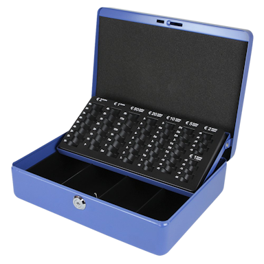 Secureo Geldkassette XL mit Euro-Münzzählbrett blau