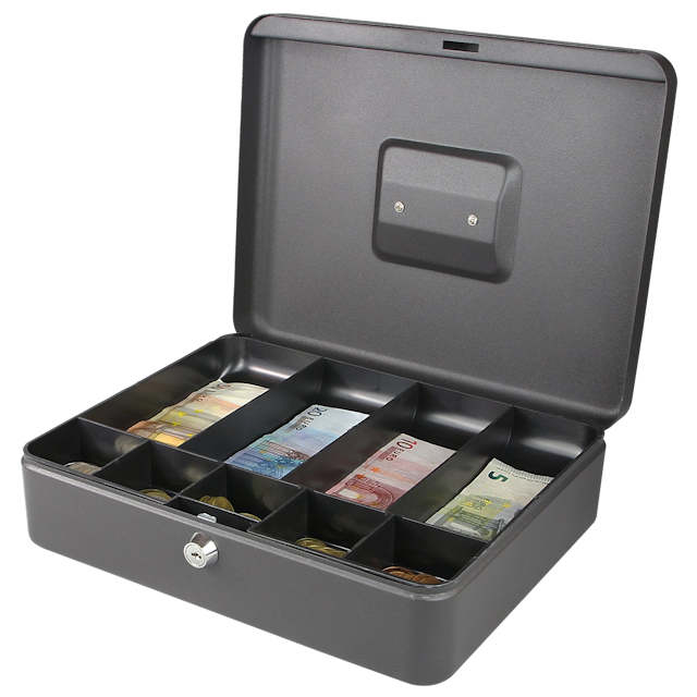 Secureo Geldkassette mit Schein- und Münzeinsatz schwarz